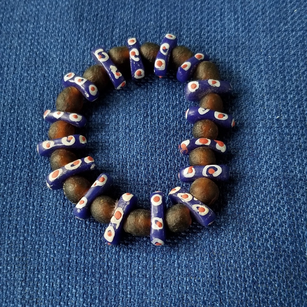 Unique Glass Bead and Slab Bracelet